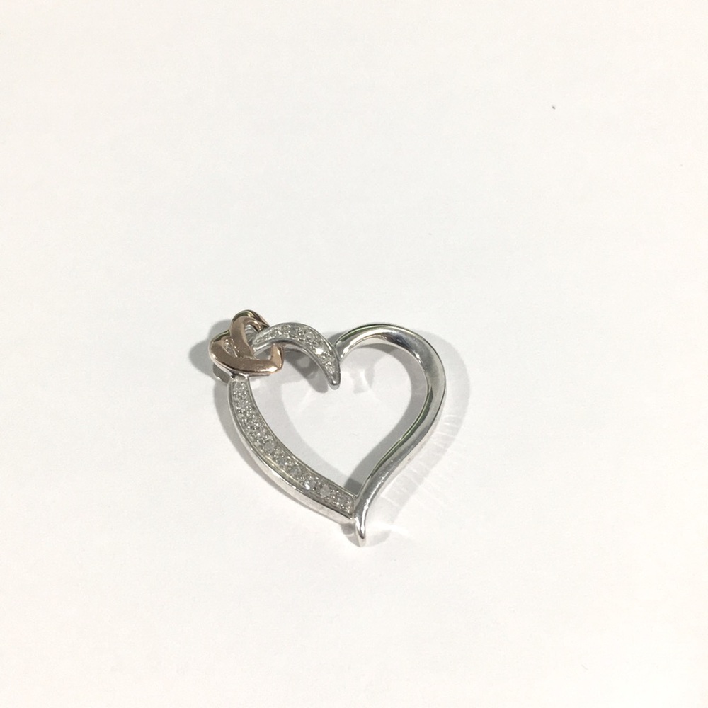 14k Gold & 925 Silver Diamond 💎 Heart ❤️ Pendant